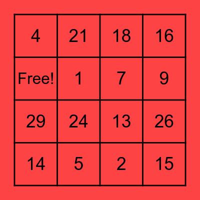 Merry Christmas Bingo Card