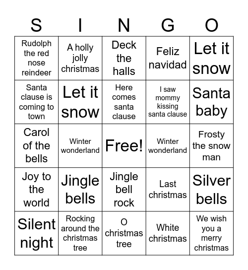 Christmas Bingo Card