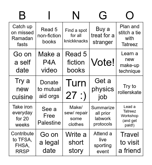 Smeen's Vision Board Bingo 2025 Bingo Card