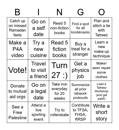 Smeen's Vision Board Bingo 2025 Bingo Card