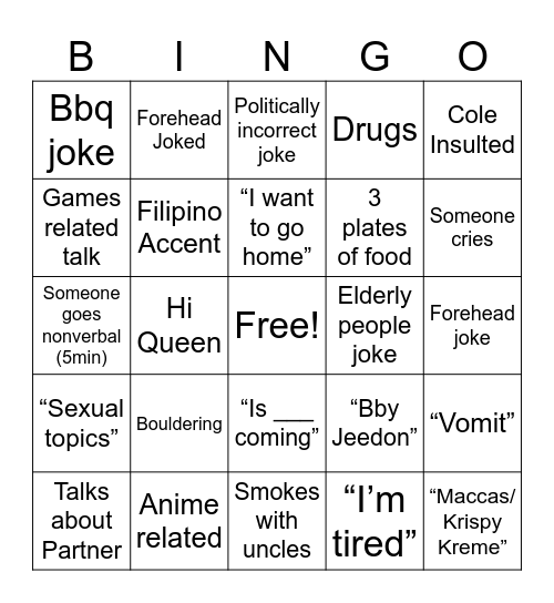 Christmas Bingo Card