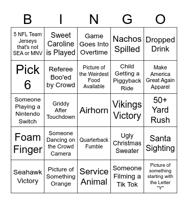 FOOTBALL STADIUM Bingo Card
