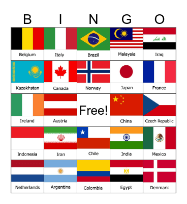 Flag Bingo Card