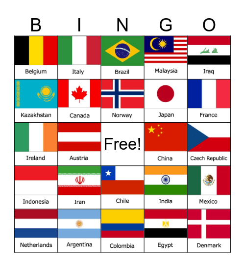 Flag Bingo Card