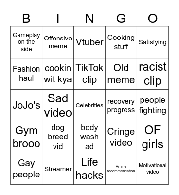 Instagram Reels bingo Card