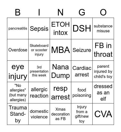 ED XMAS BINGO Card