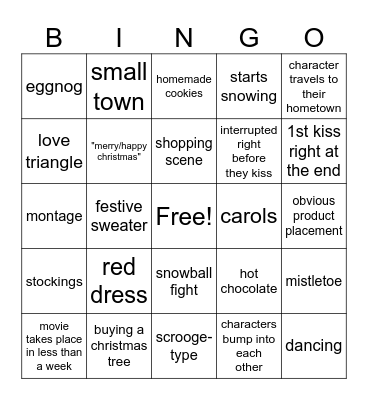 Christmas Movie Bingo Card