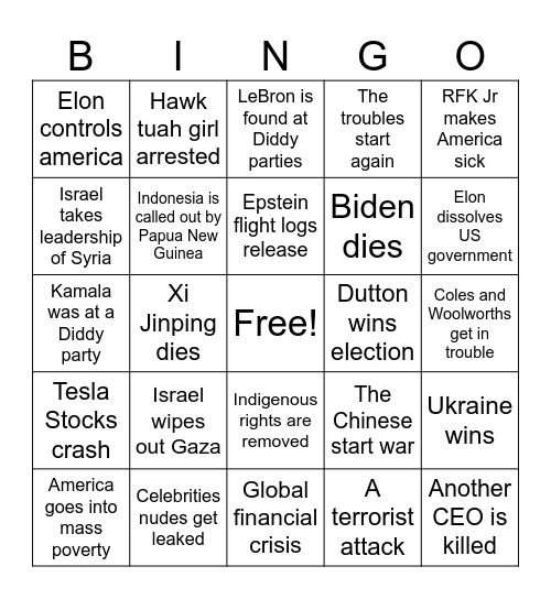 2025 Bingo Card