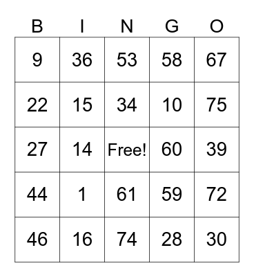 Bingo blue 1 Bingo Card