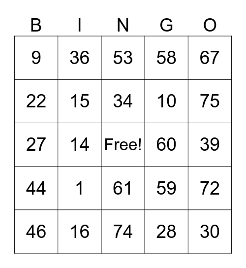 Bingo blue 1 Bingo Card