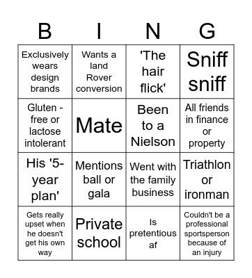 The Conrad bingo Card