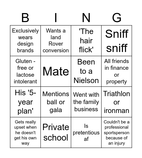 The Conrad bingo Card