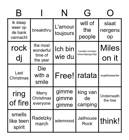 kerstbingo Card