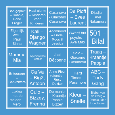 CAPRI'S MUZIEK BINGO Card