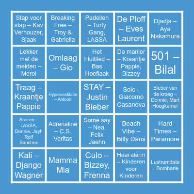 CAPRI'S MUZIEK BINGO Card