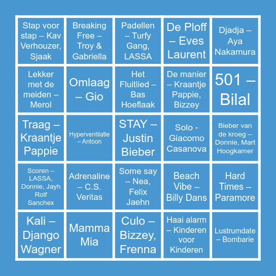 CAPRI'S MUZIEK BINGO Card