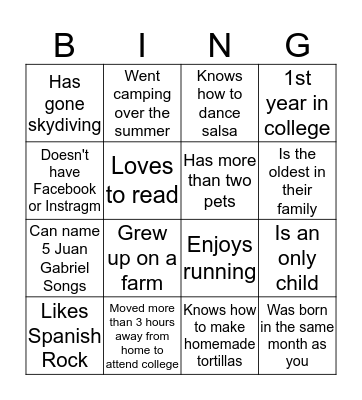 Find someone who... Bingo Card