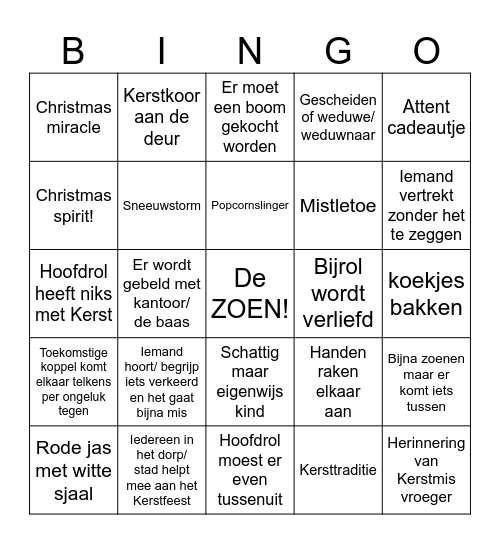 Kerstfilm Bingo! Bingo Card