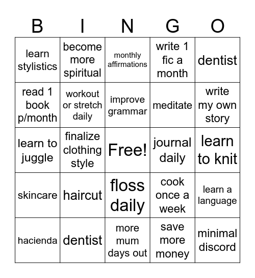 2025 Bingo Card