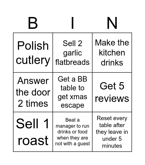 Floor Bingo Card