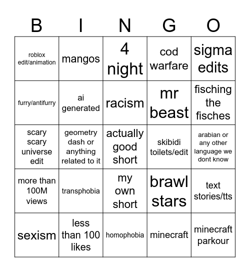 Untitled Bingo Card