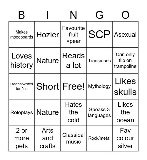 Meeeee!! Bingo Card