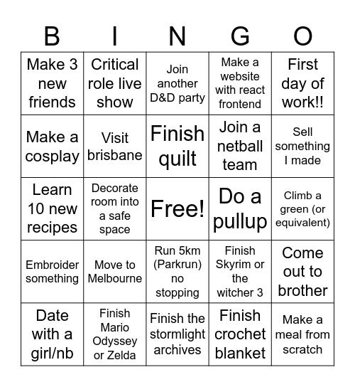 2025 Bingo Card