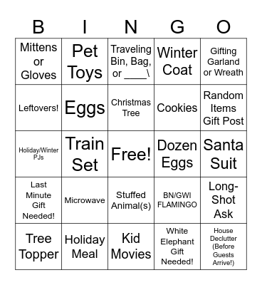 BN BN/GWI Holiday Bingo Card