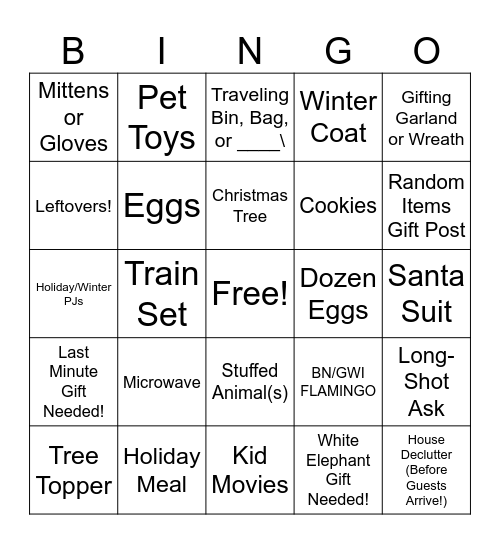 BN BN/GWI Holiday Bingo Card