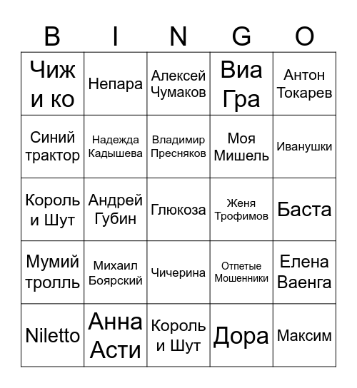 Тур Русское Bingo Card