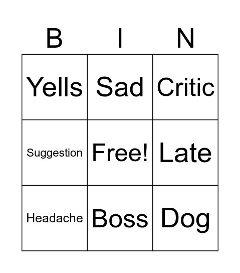 Fam Bingo Card