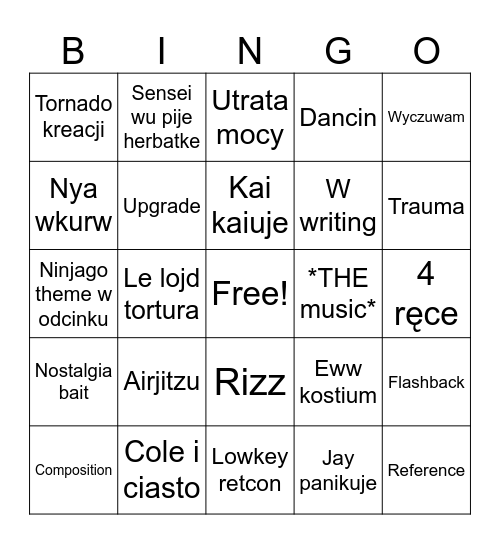 Ninjago watchin bingo Card