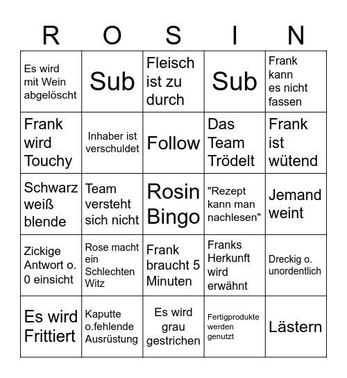 FrankBingo Card