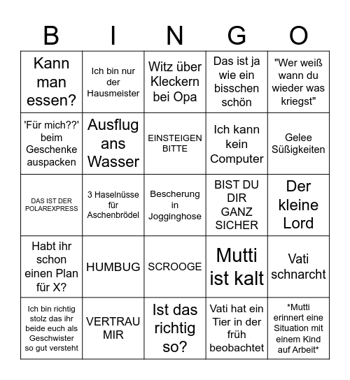 Weihnachten Schmeinisch 2024 Bingo Card