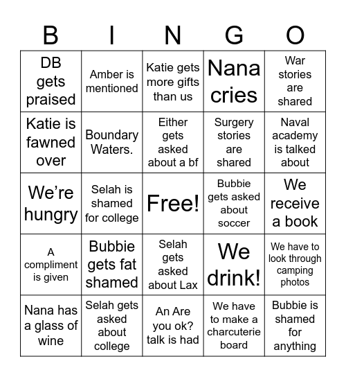 KATIE AND AARONS Bingo Card