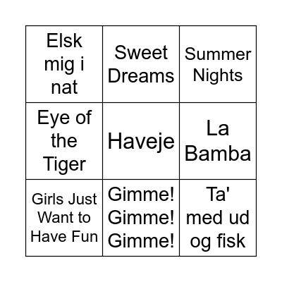 Musikbingo Card