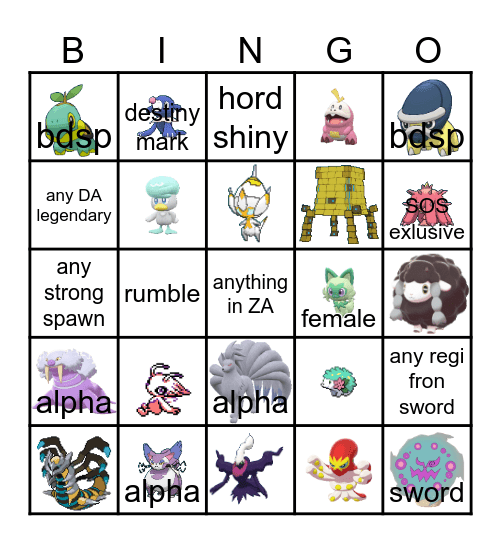 Shiny Bingo Card