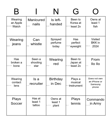 Family Bingo! Bingo Card