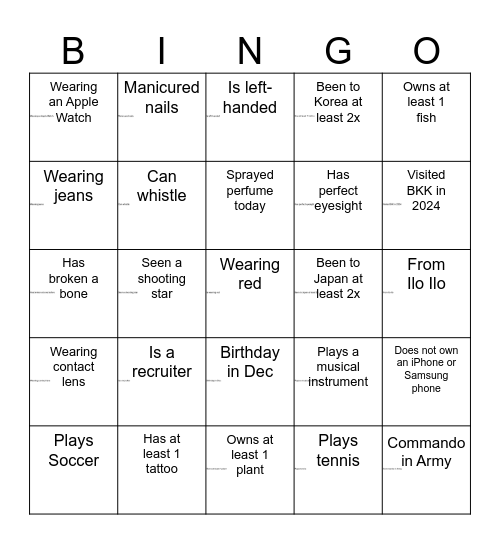 Family Bingo! Bingo Card