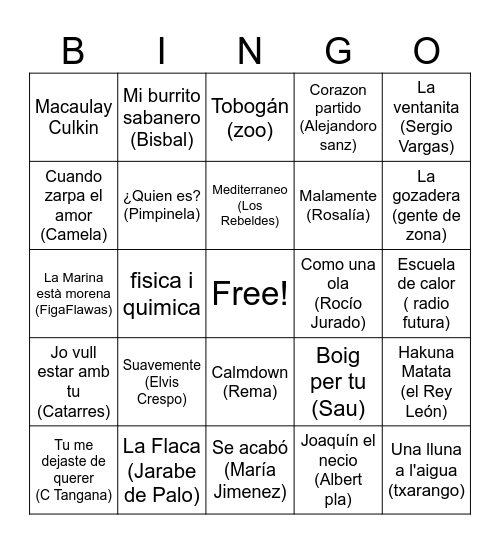 Nadal 2024-25 Bingo Card
