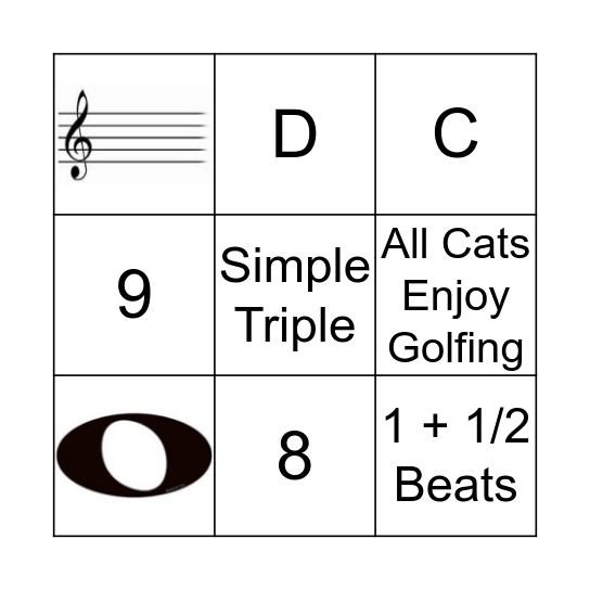 Grade 1/2 Theory (Card 6) Bingo Card