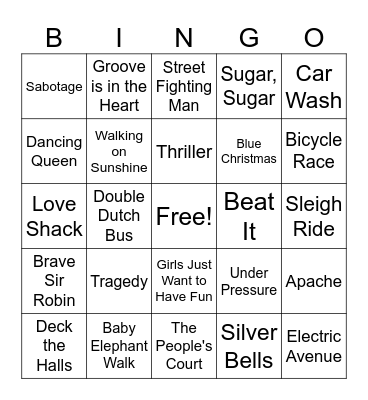 Music Bingo Card