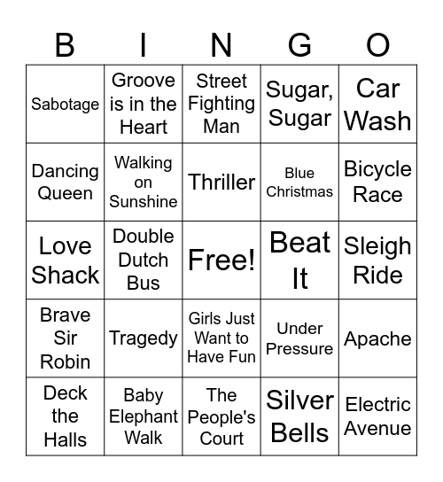 Music Bingo Card