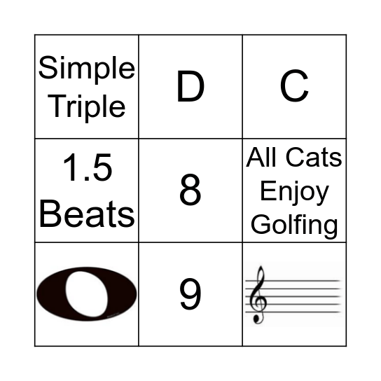 Grade 1/2 Theory (Card 6) Bingo Card