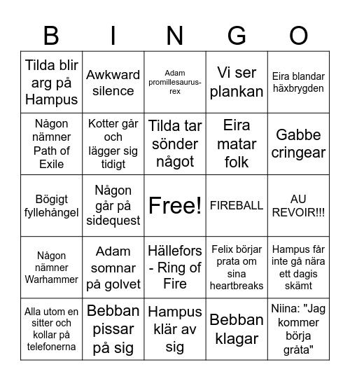 Tildas nyårs-fest bingo time Bingo Card