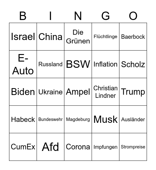 Weihnachtsbingo Card