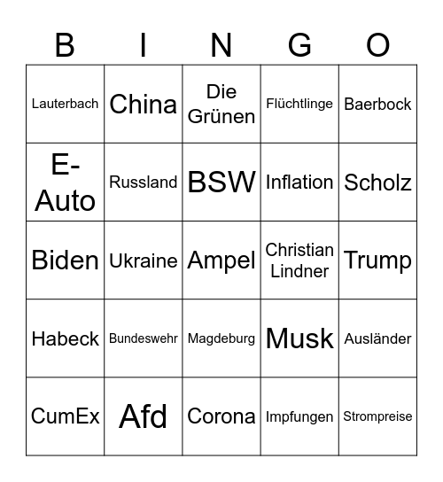 Weihnachtsbingo Card