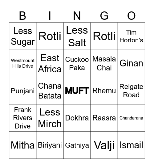 VALJI SENIORS CHRISTMAS Bingo Card