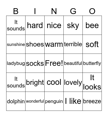 Caterpillar Bingo! Bingo Card