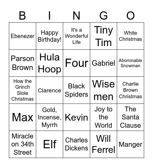 Christmas Trivia Bingo Card